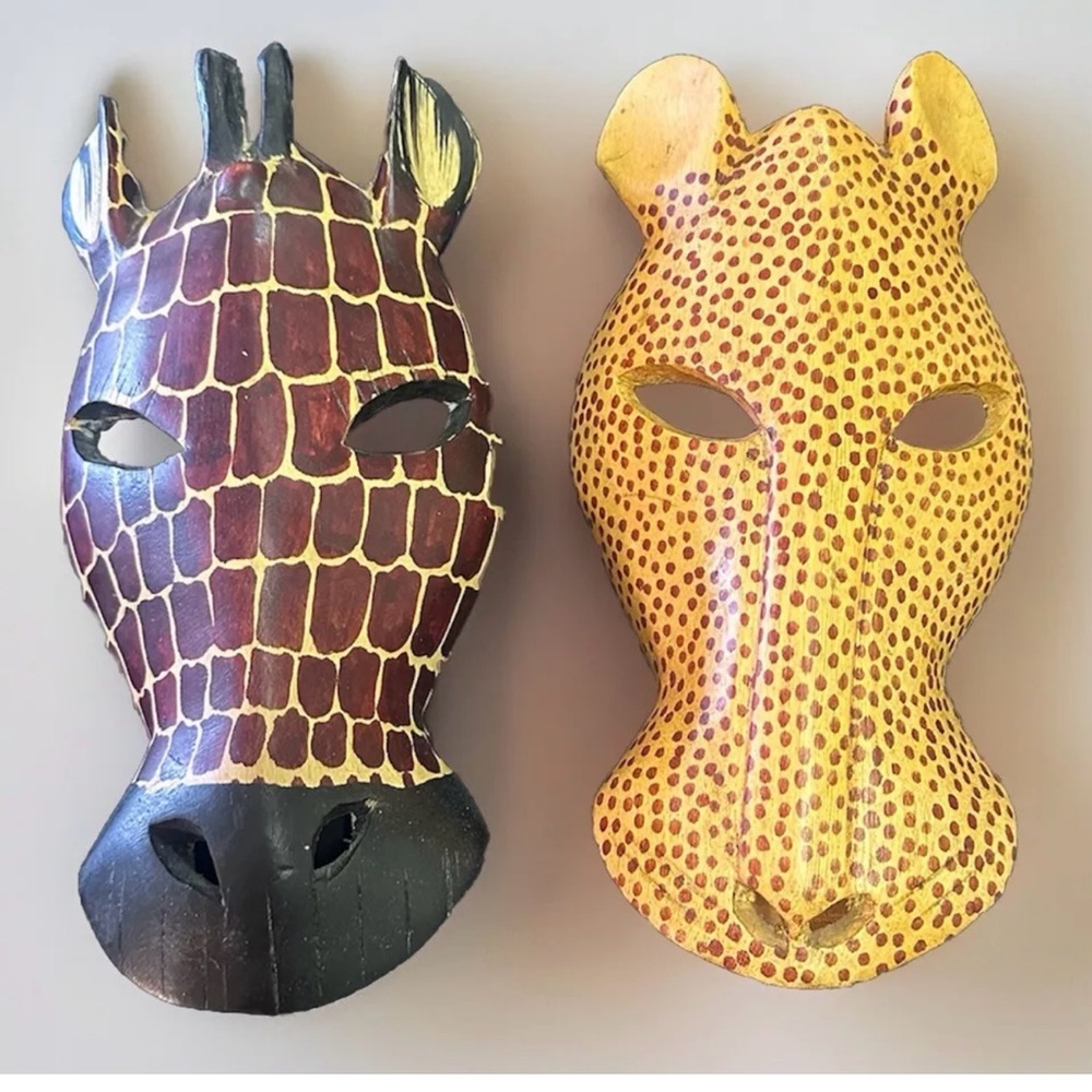 Beautiful Hand carved Wooden Giraffe Wall Accents/Decor MADE in Kenya